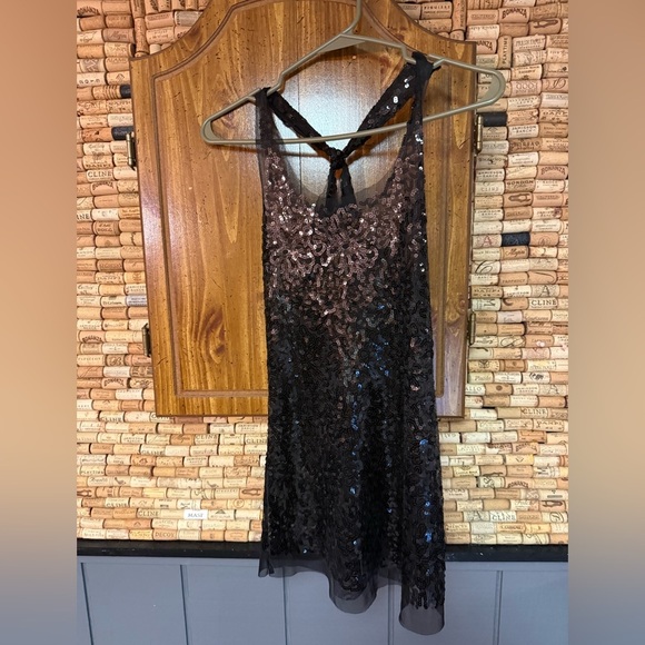 Vintage! Deb mesh sequin racer back mini dress/tunic tank no size - Picture 2 of 6